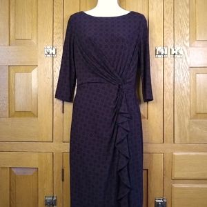 Lauren RL navy printed jersey knit faux wr…